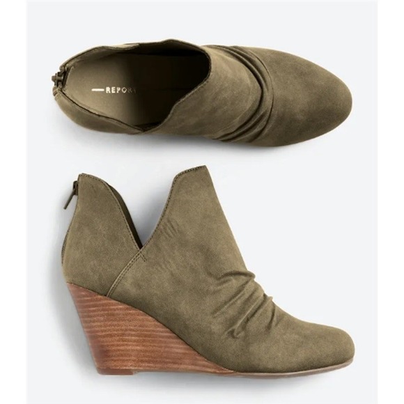 Report Shoes - NWOT Report 8.5 Gower Olive Green Booties Ankle Boots 120817